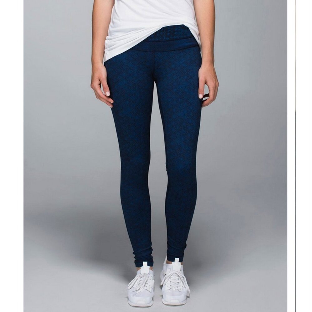 Lululemon Wunder Groove Leggings Pant Sashico Star Inkwell Rugged Blue
